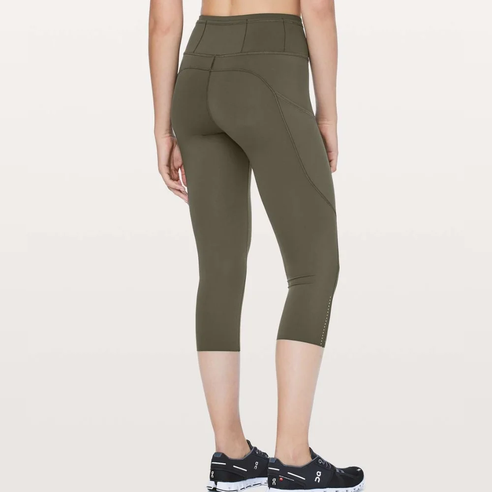 Lululemon Fast & Free Crop II Leggings *Nulux in Dark Olive